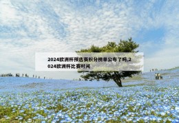 2024欧洲杯预选赛积分榜单公布了吗,2024欧洲杯比赛时间